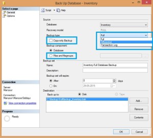 SQL Server 2012 Backup Types Step by Step with SSMS and T-SQL