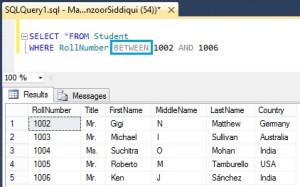 SQL BETWEEN and NOT BETWEEN Operators