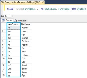 SQL RIGHT() Function